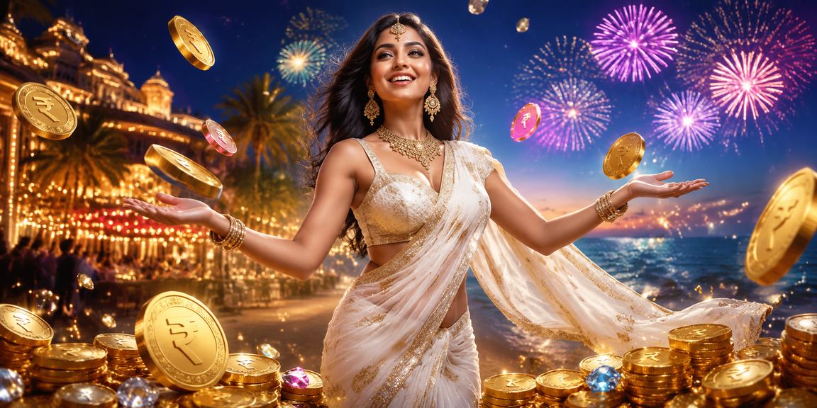 Indian woman placing bets on sports using mobile phone in colorful saree