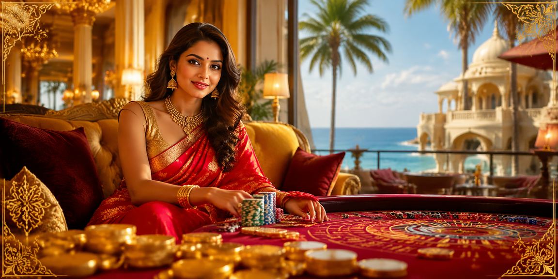 Indian woman in saree placing football bet online